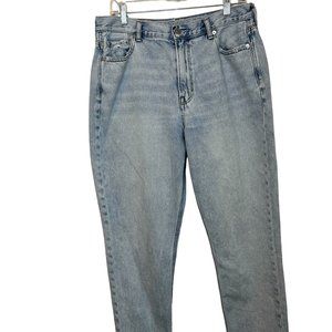 American Eagle Mom Jean Size 14 Distressed High Rise Light Wash 100% Cotton